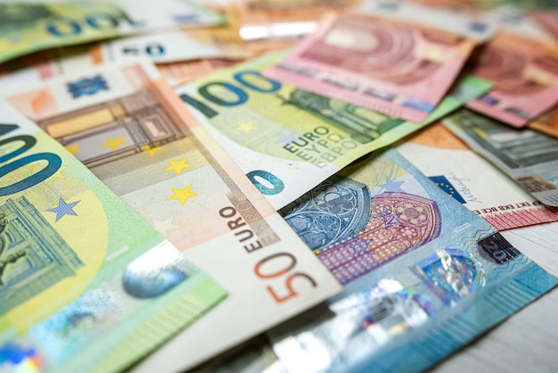 Finance background of different euro bills European money