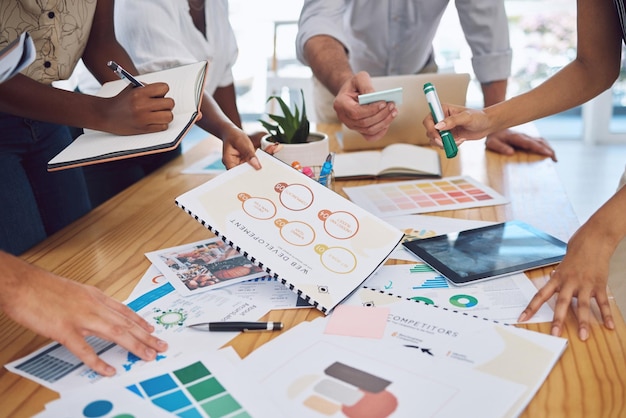 Finance business people planning with documents in meeting talking with financial paperwork in workshop and writing data and stats in book with team Accountant workers in accounting collaboration