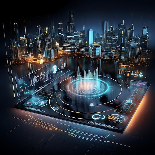 Finance digital market graph user interface accompanied by a diagram