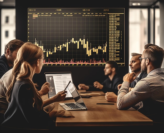 Finance trade manager analysing stock market indicators for best investment strategy