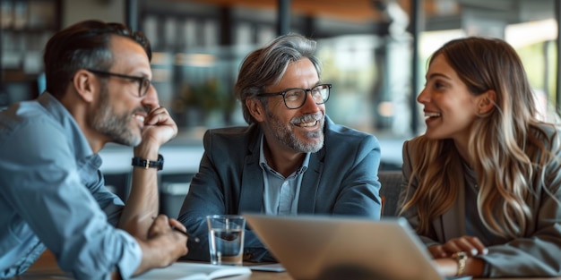 Photo a financial advisor explaining retirement plans to a couple in an office