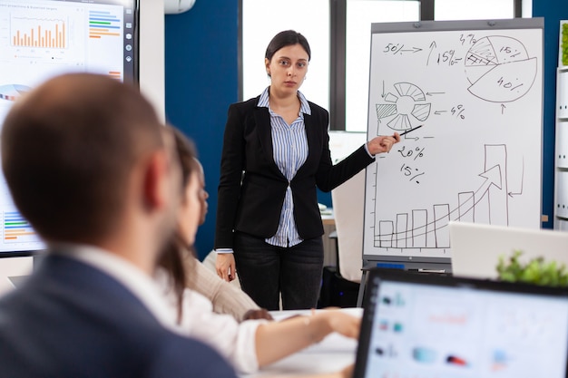 Financial advisor holding a presentation for company