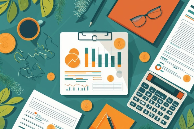 Photo financial analysis flat lay