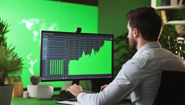 Financial Analyst Reviewing Charts and Graphs on Computer