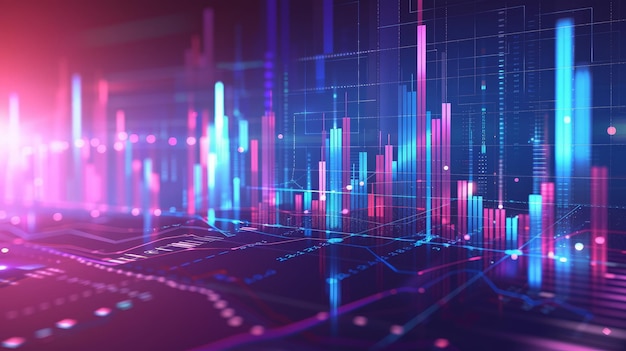 Financial and business abstract background with candle stick graph chart