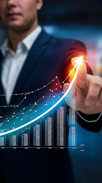 Financial chart showing growing revenue high performance successful strategy