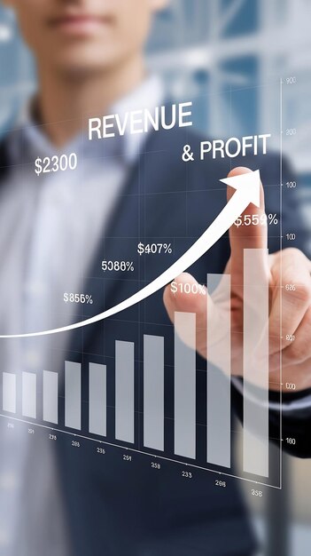 Photo financial chart showing growth growing revenue and profit