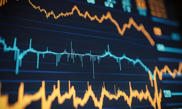 Financial chart showing market volatility with upward and downward trends