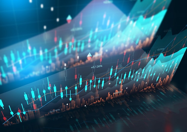 Financial chart with growing indicators growth dynamics in business High margin