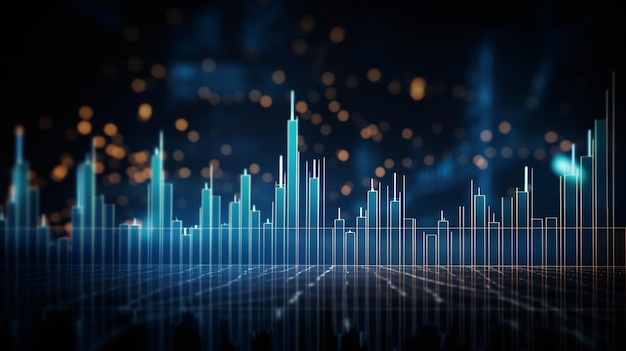 financial chart with uptrend line candlestick graph background