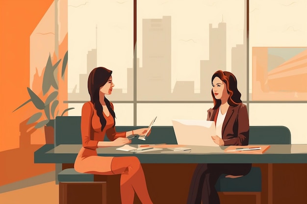 Financial Consultation Woman Seeking Advice from Female Manager AI