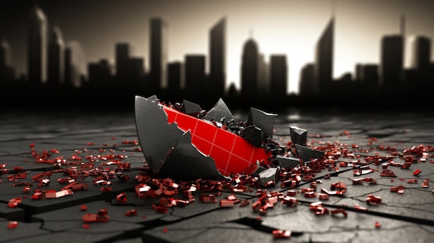 Photo financial crisis concept 3d illustration of red arrow on graph signaling market crash and recession