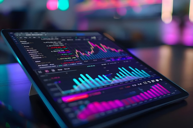 Financial Data Analysis on Tablet Screen Illustration