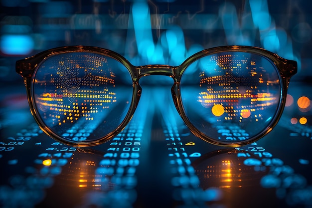 Financial Data Visualization Through Glasses Innovative Stock Market Analysis Concept Design