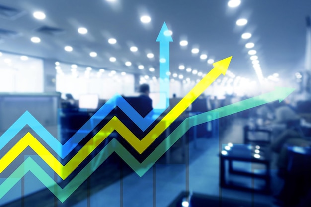 Financial growth arrows graph Investment and trading concept