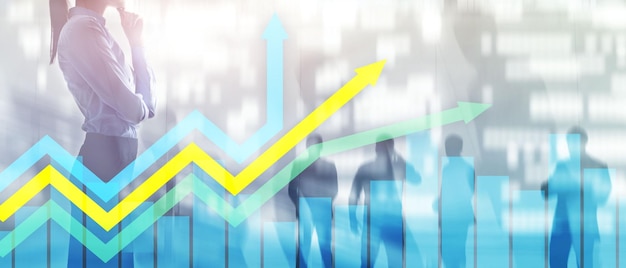 Financial growth arrows graph Investment and trading concept