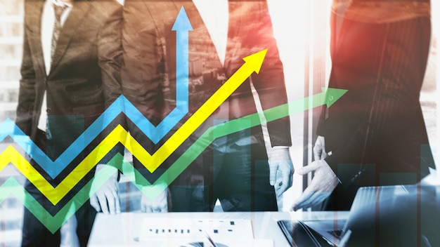 Financial growth arrows graph Investment and trading concept