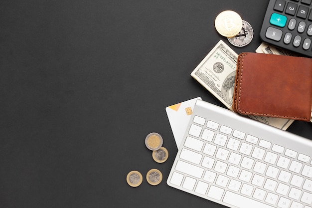 Financial instruments on desk top view