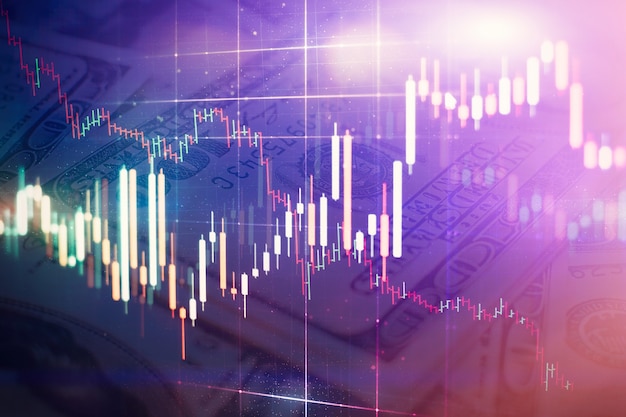 Financial instruments with various type of indicators including volume analysis for professional technical analysis on the monitor of a computer. Fundamental and technical analysis concept.