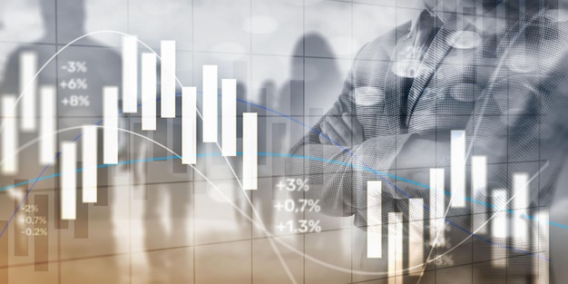 Financial Investment Concept Stock market trading graph and candlestick chart