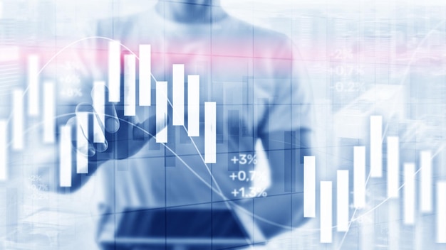 Financial Investment Concept Stock market trading graph and candlestick chart