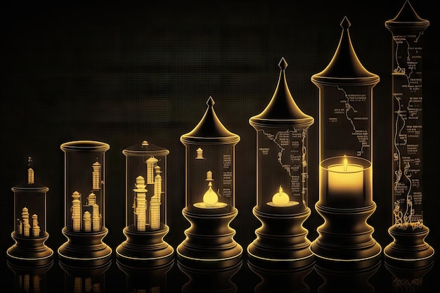 Financial investments development in form of standard investment candlestick graph