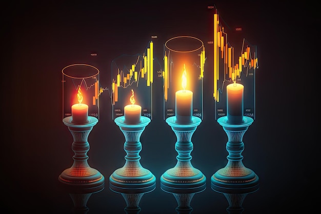 Financial market trends investment candlestick graph in section