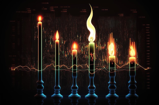 Financial market volatile trends investment candlestick graph