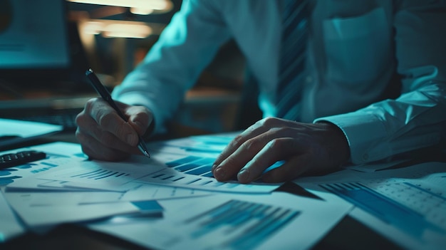 Financial Planning Analysis Businessman Working at Desk