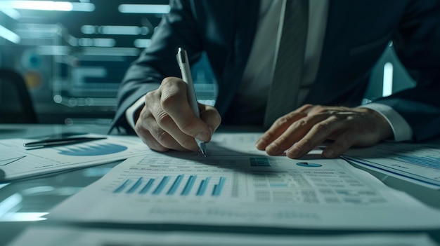 Financial Planning Analysis Businessman Writing on Paper