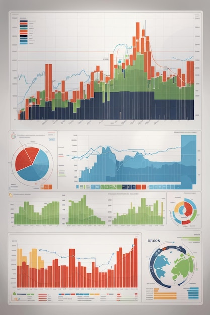 Financial report 2d vector stickers set white background vector for presentation