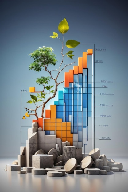 financial report pie chart bar chart