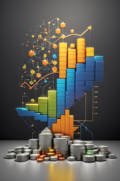 financial report pie chart bar chart