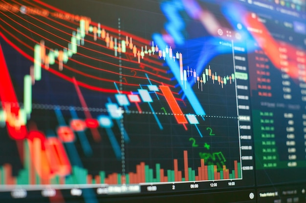 Financial statistics stock exchange prices summarized in candle stick chart