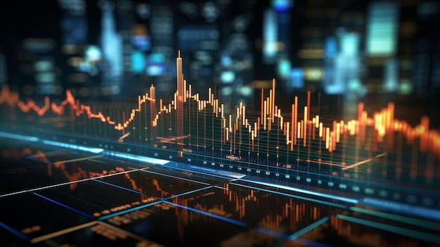 Financial Stock Market Graph on Virtual Screen