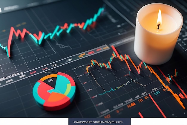 Photo financial stock market graphs candle chart roi return on investment business concept