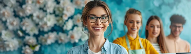 Financial Success and Happiness Group of People with Glowing Cash Registers and Cheerful Expression