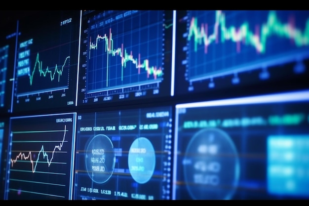 Financial Trading Charts CloseUp on Digital Display