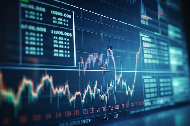 Financial Trading Charts CloseUp on Digital Display