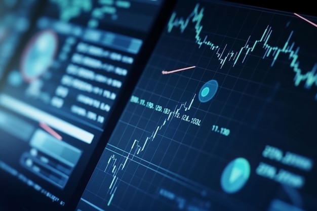 Financial Trading Charts CloseUp on Digital Display