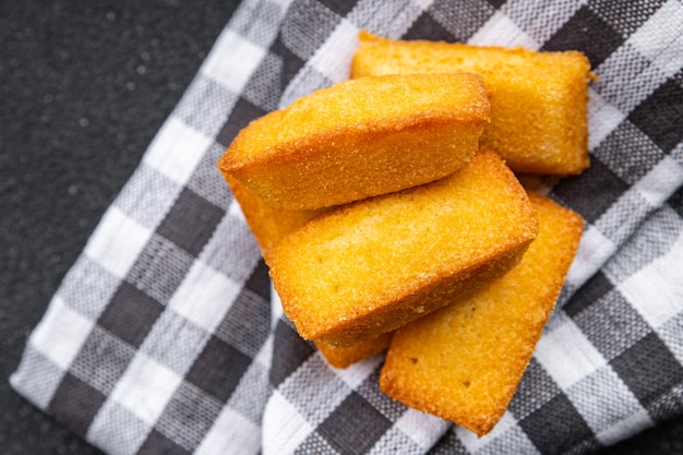 financier cake dessert biscuit cake healthy meal food snack on the table copy space food background