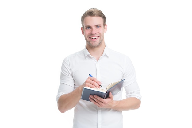 Find inspiration in book. University male student with lecture notes. Self education. Inspiration and muse. Keep studying. Thirst of knowledge. College student. Businessman hold book. Reading book.