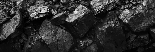 Photo fine nuances of coal textures in black white highlighting the ruggedness through light and shadow