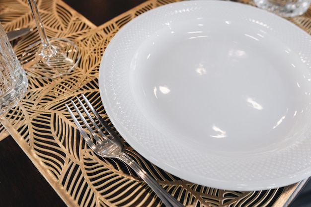 Fine restaurant dinner table place setting