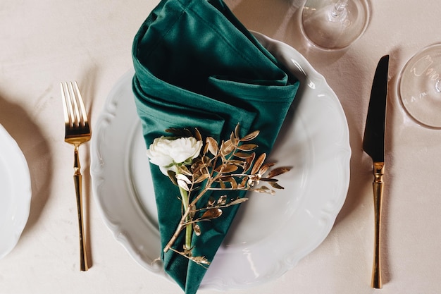 Fine restaurant dinner table place setting