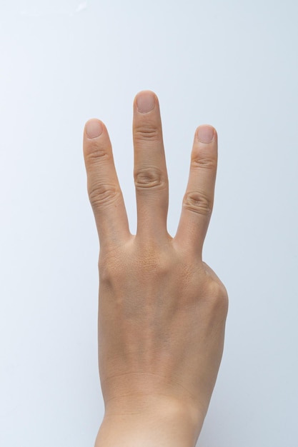 Finger gestures in various actions on a white background