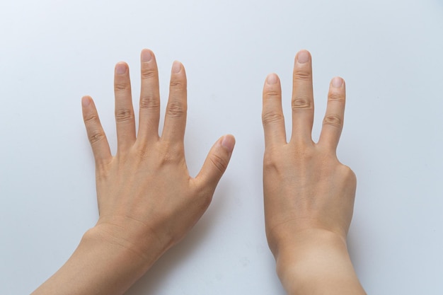 Finger gestures in various actions on a white background