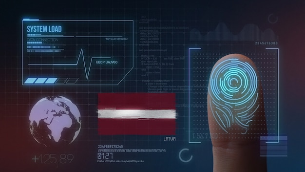 Photo finger print biometric scanning identification system. latvia nationality 