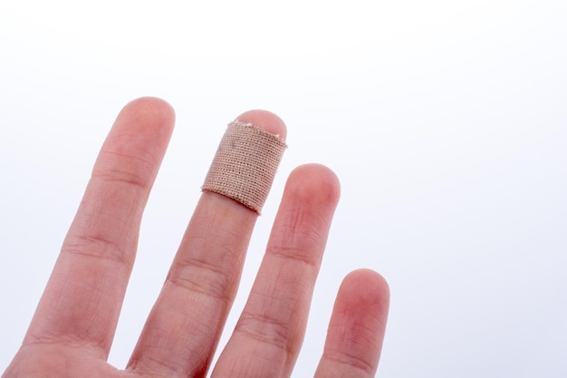 Finger in white bandage