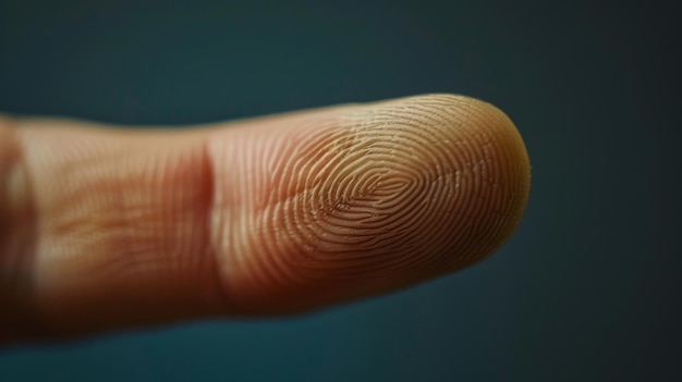 Finger with friction ridges on dark background macro view